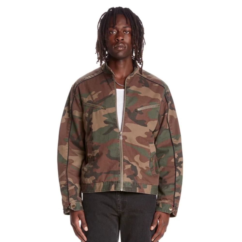 Teddy Fresh Vintage Wash Camo Bomber Jacket Size Large Color Green Camo